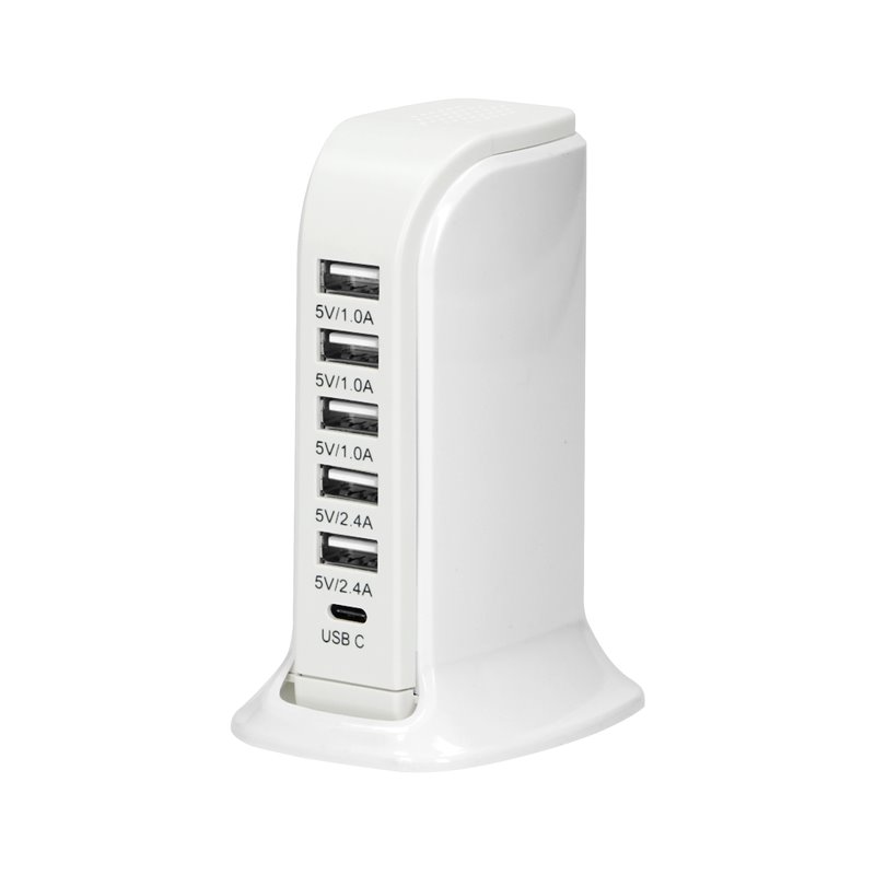 STACJA ŁADUJĄCA 5 X USB A, 1 X USB C 5V DC / 6A ORNO STACJA ŁADUJĄCA 5 X USB A, 1 X USB C 5V DC / 6A ORNO