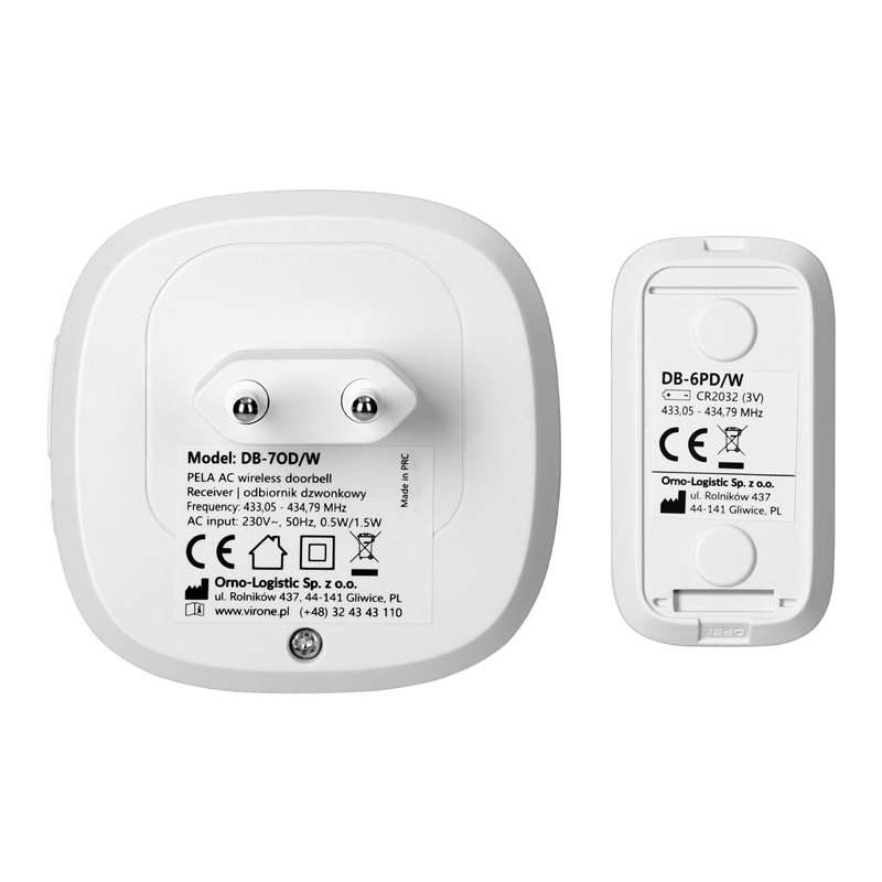 PELA AC, DZWONEK BEZPRZEWODOWY SIECIOWY, LEARNING SYSTEM, 60 DŹWIĘKÓW, LED RGB, 300M, BIAŁY ORNO PELA AC, DZWONEK BEZPRZEWODOWY SIECIOWY, LEARNING SYSTEM, 60 DŹWIĘKÓW, LED RGB, 300M, BIAŁY ORNO