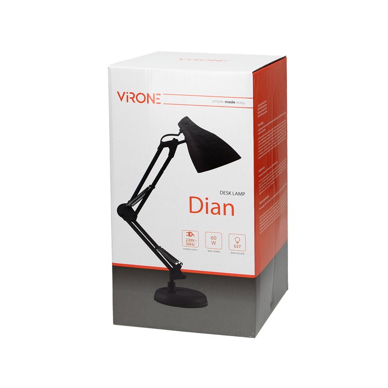 DIAN LAMPA BIURKOWA, 10W, STALOWA, CZARNA ORNO DIAN LAMPA BIURKOWA, 10W, STALOWA, CZARNA ORNO