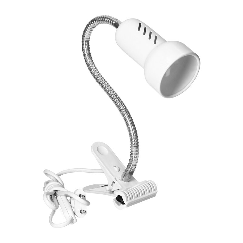 LUKE, LAMPA BIURKOWA Z KLIPSEM, FLEX, 40W, E14, STAL + TWORZYWO, BIAŁA ORNO LUKE, LAMPA BIURKOWA Z KLIPSEM, FLEX, 40W, E14, STAL + TWORZYWO, BIAŁA ORNO