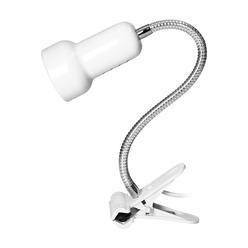 LUKE, LAMPA BIURKOWA Z KLIPSEM, FLEX, 40W, E14, STAL + TWORZYWO, BIAŁA ORNO LUKE, LAMPA BIURKOWA Z KLIPSEM, FLEX, 40W, E14, STAL + TWORZYWO, BIAŁA ORNO