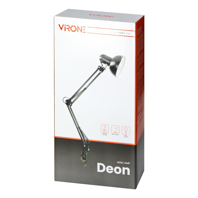 DEON, LAMPA BIURKOWA PRZYKRĘCANA, 10W, E27, STALOWA, BIAŁA ORNO DEON, LAMPA BIURKOWA PRZYKRĘCANA, 10W, E27, STALOWA, BIAŁA ORNO