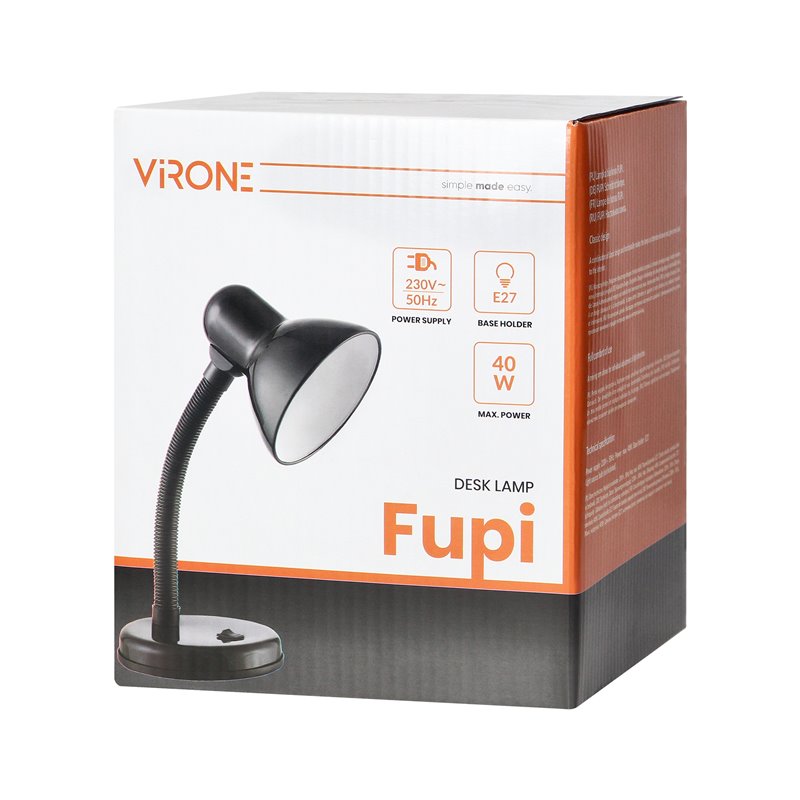 FUPI, LAMPA BIURKOWA, 10W, E27, STAL + TWORZYWO, CZERWONA ORNO FUPI, LAMPA BIURKOWA, 10W, E27, STAL + TWORZYWO, CZERWONA ORNO