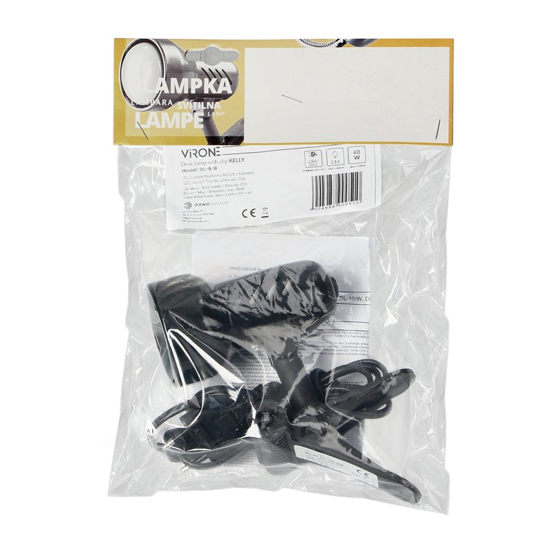 KELLY, LAMPA BIURKOWA Z KLIPSEM, 40W, E14, STAL + TWORZYWO, CZARNA ORNO KELLY, LAMPA BIURKOWA Z KLIPSEM, 40W, E14, STAL + TWORZYWO, CZARNA ORNO