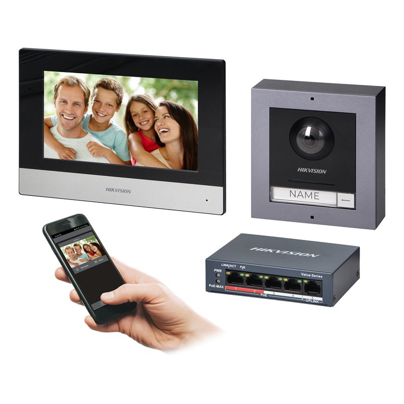 HIKVISION DS-KIS602(B) ZESTAW WIDEODOMOFONOWY POE JEDNORODZINNY Z MONITOREM DOTYKOWYM 7" Z WIFI, PANELEM ZEWNĘTRZNYM Z KAMERĄ FU HIKVISION DS-KIS602(B) ZESTAW WIDEODOMOFONOWY POE JEDNORODZINNY Z MONITOREM DOTYKOWYM 7" Z WIFI, PANELEM ZEWNĘTRZNYM Z KAMERĄ FU