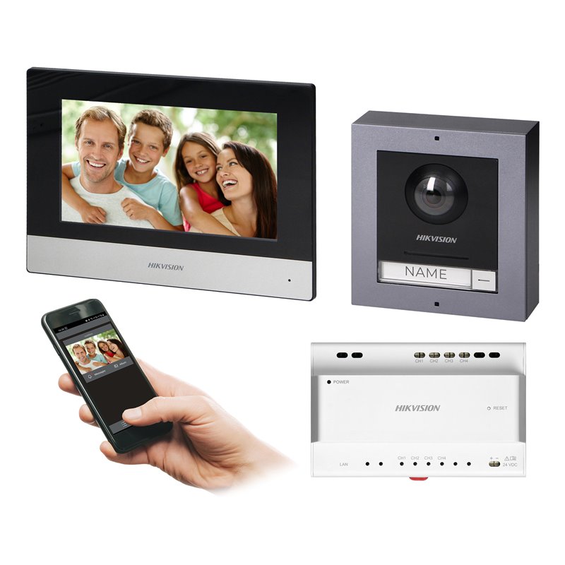 HIKVISION DS-KIS702Y ZESTAW WIDEODOMOFONOWY 2-ŻYŁOWY JEDNORODZINNY Z MONITOREM DOTYKOWYM 7" Z WIFI, PANELEM ZEWNĘTRZNYM Z KAMERĄ