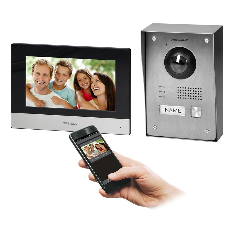 HIKVISION DS-KIS703Y-P ZESTAW WIDEODOMOFONOWY JEDNORODZINNY, 2-ŻYŁOWY, 7",WI-FI, FULL HD, MONTAŻ NATYNKOWY LUB PODTYNKOWY, IP65 