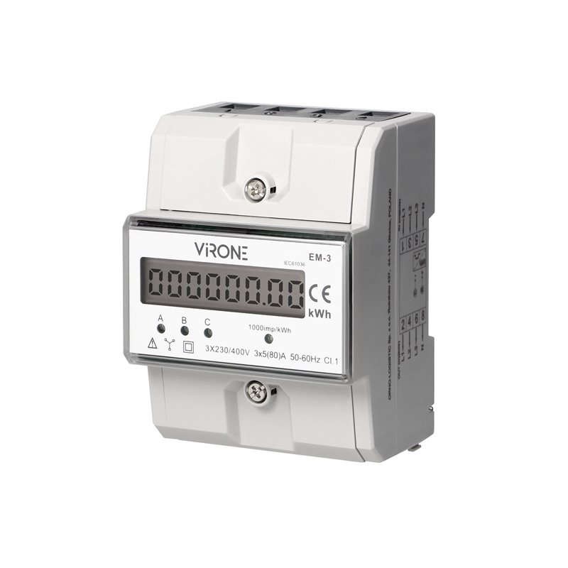 3-FAZOWY WSKAŹNIK ZUŻYCIA ENERGII ELEKTRYCZNEJ, 80A, 4,3 MODUŁY, DIN TH-35MM ORNO 3-FAZOWY WSKAŹNIK ZUŻYCIA ENERGII ELEKTRYCZNEJ, 80A, 4,3 MODUŁY, DIN TH-35MM ORNO