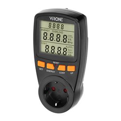 JEDNOTARYFOWY WATOMIERZ, KALKULATOR ENERGII Z WYŚWIETLACZEM LCD, JEDNA TARYFA, WBUDOWANY AKUMULATOR, WERSJA SCHUKO, CZARNY ORNO JEDNOTARYFOWY WATOMIERZ, KALKULATOR ENERGII Z WYŚWIETLACZEM LCD, JEDNA TARYFA, WBUDOWANY AKUMULATOR, WERSJA SCHUKO, CZARNY ORNO
