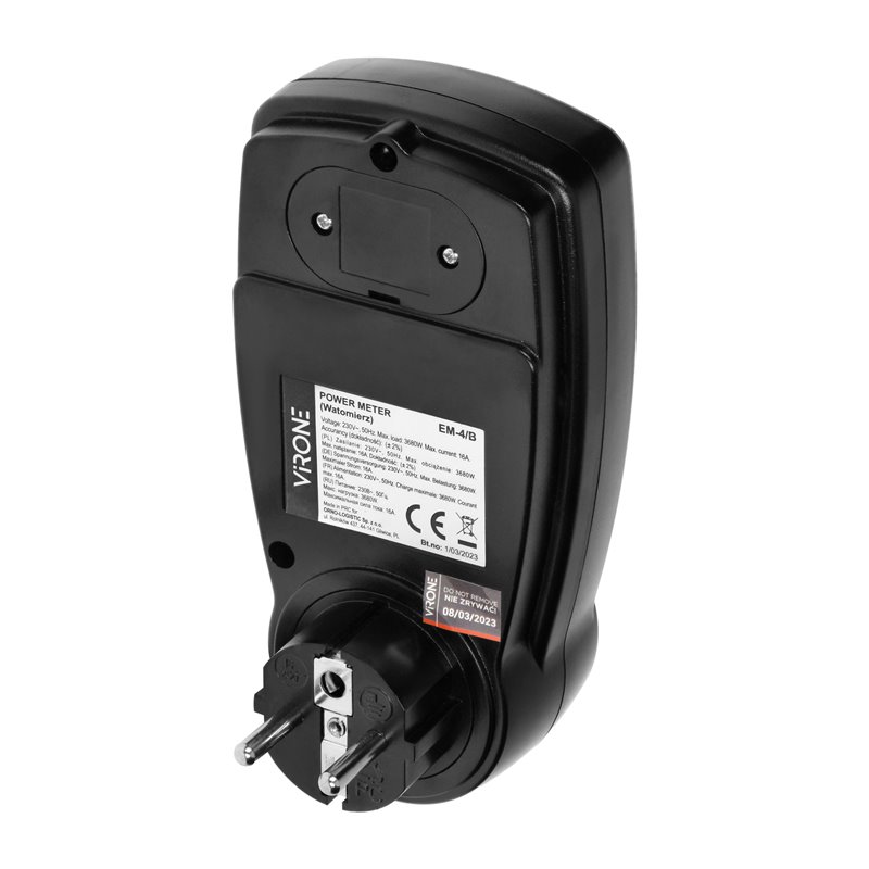 JEDNOTARYFOWY WATOMIERZ, KALKULATOR ENERGII Z WYŚWIETLACZEM LCD, JEDNA TARYFA, WBUDOWANY AKUMULATOR, CZARNY ORNO JEDNOTARYFOWY WATOMIERZ, KALKULATOR ENERGII Z WYŚWIETLACZEM LCD, JEDNA TARYFA, WBUDOWANY AKUMULATOR, CZARNY ORNO