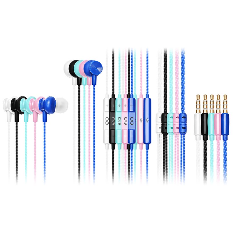 EXC MOBILE SŁUCHAWKI DOKANAŁOWE Z MIKROFONEM BASS, KOLOR MIX ORNO