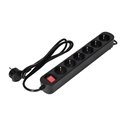 PRZEDŁUŻACZ 6-KROTNY 2P+Z(SCHUKO), Z WYŁĄCZNIKIEM, 1,5M H05VV-F 3X1,0MM2, IMAX10A, PŁASKA WTYCZKA, CZARNY ORNO PRZEDŁUŻACZ 6-KROTNY 2P+Z(SCHUKO), Z WYŁĄCZNIKIEM, 1,5M H05VV-F 3X1,0MM2, IMAX10A, PŁASKA WTYCZKA, CZARNY ORNO