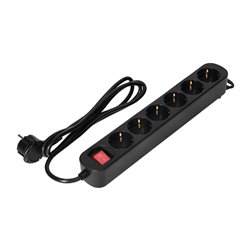PRZEDŁUŻACZ 6-KROTNY 2P+Z(SCHUKO), Z WYŁĄCZNIKIEM, 1,5M H05VV-F 3X1,0MM2, IMAX10A, PŁASKA WTYCZKA, CZARNY ORNO PRZEDŁUŻACZ 6-KROTNY 2P+Z(SCHUKO), Z WYŁĄCZNIKIEM, 1,5M H05VV-F 3X1,0MM2, IMAX10A, PŁASKA WTYCZKA, CZARNY ORNO