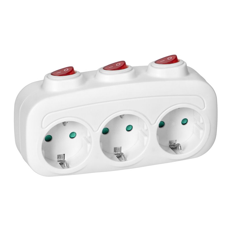 ROZGAŁĘŹNIK 3X2P+Z (SCHUKO) Z 3 WŁĄCZNIKAMI ORNO ROZGAŁĘŹNIK 3X2P+Z (SCHUKO) Z 3 WŁĄCZNIKAMI ORNO