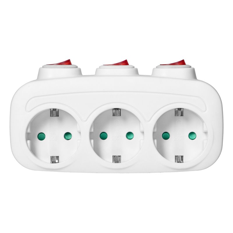 ROZGAŁĘŹNIK 3X2P+Z (SCHUKO) Z 3 WŁĄCZNIKAMI ORNO ROZGAŁĘŹNIK 3X2P+Z (SCHUKO) Z 3 WŁĄCZNIKAMI ORNO
