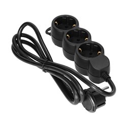 PRZEDŁUŻACZ 3-KROTNY 2P+Z (SCHUKO), 1,5M H05VV-F 3X1,5MM2 , IMAX16A, PŁASKA WTYCZKA, CZARNY ORNO PRZEDŁUŻACZ 3-KROTNY 2P+Z (SCHUKO), 1,5M H05VV-F 3X1,5MM2 , IMAX16A, PŁASKA WTYCZKA, CZARNY ORNO