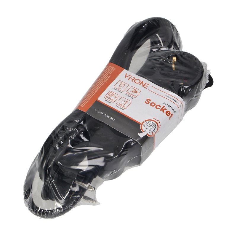 PRZEDŁUŻACZ 3-KROTNY 2P+Z (SCHUKO) , 3M H05VV-F 3X1,5MM2, IMAX16A, PŁASKA WTYCZKA, CZARNY ORNO PRZEDŁUŻACZ 3-KROTNY 2P+Z (SCHUKO) , 3M H05VV-F 3X1,5MM2, IMAX16A, PŁASKA WTYCZKA, CZARNY ORNO