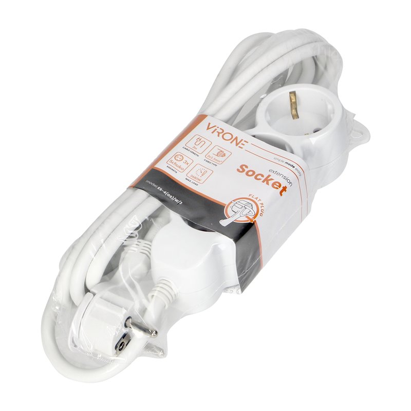 PRZEDŁUŻACZ 3-KROTNY 2P+Z (SCHUKO), 3M H05VV-F 3X1,5MM2, IMAX16A, PŁASKA WTYCZKA, BIAŁY ORNO PRZEDŁUŻACZ 3-KROTNY 2P+Z (SCHUKO), 3M H05VV-F 3X1,5MM2, IMAX16A, PŁASKA WTYCZKA, BIAŁY ORNO