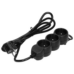 PRZEDŁUŻACZ 3-KROTNY 2P+Z, 1,5M H05VV-F 3X1,5MM2 , IMAX16A, PŁASKA WTYCZKA, CZARNY ORNO PRZEDŁUŻACZ 3-KROTNY 2P+Z, 1,5M H05VV-F 3X1,5MM2 , IMAX16A, PŁASKA WTYCZKA, CZARNY ORNO