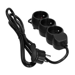 PRZEDŁUŻACZ 3-KROTNY 2P+Z, 1,5M H05VV-F 3X1,5MM2 , IMAX16A, PŁASKA WTYCZKA, CZARNY ORNO PRZEDŁUŻACZ 3-KROTNY 2P+Z, 1,5M H05VV-F 3X1,5MM2 , IMAX16A, PŁASKA WTYCZKA, CZARNY ORNO