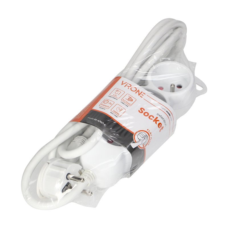 PRZEDŁUŻACZ 3-KROTNY 2P+Z, 1,5M H05VV-F 3X1,5MM2 , IMAX16A, PŁASKA WTYCZKA, BIAŁY ORNO PRZEDŁUŻACZ 3-KROTNY 2P+Z, 1,5M H05VV-F 3X1,5MM2 , IMAX16A, PŁASKA WTYCZKA, BIAŁY ORNO