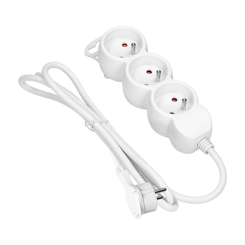 PRZEDŁUŻACZ 3-KROTNY 2P+Z, 3M H05VV-F 3X1,5MM2, IMAX16A, PŁASKA WTYCZKA, BIAŁY ORNO PRZEDŁUŻACZ 3-KROTNY 2P+Z, 3M H05VV-F 3X1,5MM2, IMAX16A, PŁASKA WTYCZKA, BIAŁY ORNO