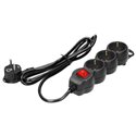 PRZEDŁUŻACZ 3-KROTNY 2P+Z (SCHUKO) , Z WYŁĄCZNIKIEM, 3M H05VV-F 3X1,5MM2, IMAX16A, PŁASKA WTYCZKA, CZARNY ORNO PRZEDŁUŻACZ 3-KROTNY 2P+Z (SCHUKO) , Z WYŁĄCZNIKIEM, 3M H05VV-F 3X1,5MM2, IMAX16A, PŁASKA WTYCZKA, CZARNY ORNO