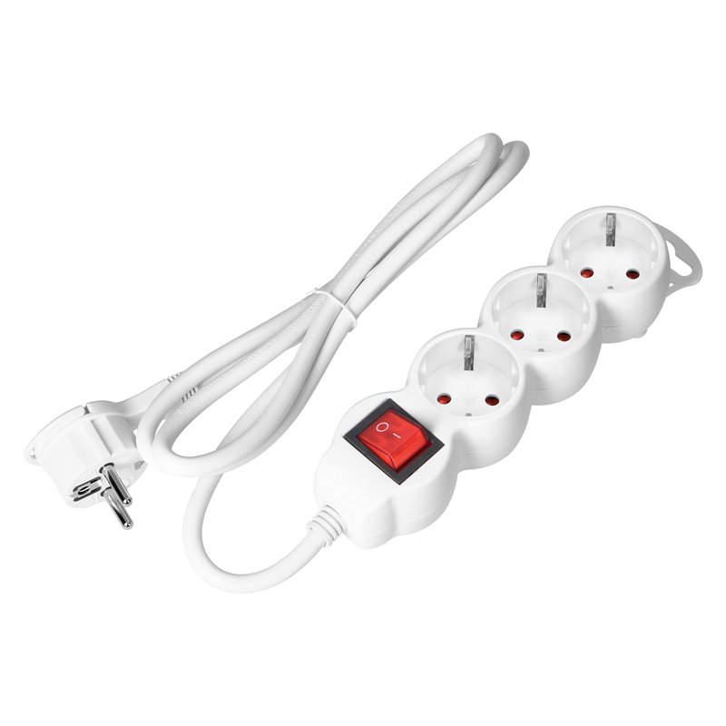 PRZEDŁUŻACZ 3-KROTNY 2P+Z (SCHUKO) Z WYŁĄCZNIKIEM, 1,5M H05VV-F 3X1,5MM2, IMAX16A, PŁASKA WTYCZKA, BIAŁY ORNO PRZEDŁUŻACZ 3-KROTNY 2P+Z (SCHUKO) Z WYŁĄCZNIKIEM, 1,5M H05VV-F 3X1,5MM2, IMAX16A, PŁASKA WTYCZKA, BIAŁY ORNO