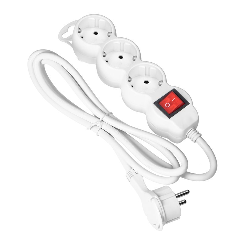 PRZEDŁUŻACZ 3-KROTNY 2P+Z (SCHUKO) Z WYŁĄCZNIKIEM, 1,5M H05VV-F 3X1,5MM2, IMAX16A, PŁASKA WTYCZKA, BIAŁY ORNO PRZEDŁUŻACZ 3-KROTNY 2P+Z (SCHUKO) Z WYŁĄCZNIKIEM, 1,5M H05VV-F 3X1,5MM2, IMAX16A, PŁASKA WTYCZKA, BIAŁY ORNO