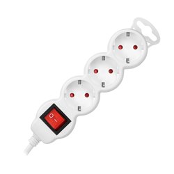 PRZEDŁUŻACZ 3-KROTNY 2P+Z (SCHUKO) Z WYŁĄCZNIKIEM, 1,5M H05VV-F 3X1,5MM2, IMAX16A, PŁASKA WTYCZKA, BIAŁY ORNO PRZEDŁUŻACZ 3-KROTNY 2P+Z (SCHUKO) Z WYŁĄCZNIKIEM, 1,5M H05VV-F 3X1,5MM2, IMAX16A, PŁASKA WTYCZKA, BIAŁY ORNO