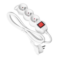 PRZEDŁUŻACZ 3-KROTNY 2P+Z (SCHUKO), Z WYŁĄCZNIKIEM, 3M H05VV-F 3X1,5MM2, IMAX16A, PŁASKA WTYCZKA, BIAŁY ORNO PRZEDŁUŻACZ 3-KROTNY 2P+Z (SCHUKO), Z WYŁĄCZNIKIEM, 3M H05VV-F 3X1,5MM2, IMAX16A, PŁASKA WTYCZKA, BIAŁY ORNO