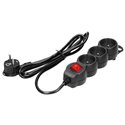 PRZEDŁUŻACZ 3-KROTNY 2P+Z, Z WYŁĄCZNIKIEM, 3M H05VV-F 3X1,5MM2, IMAX16A, PŁASKA WTYCZKA, CZARNY ORNO PRZEDŁUŻACZ 3-KROTNY 2P+Z, Z WYŁĄCZNIKIEM, 3M H05VV-F 3X1,5MM2, IMAX16A, PŁASKA WTYCZKA, CZARNY ORNO