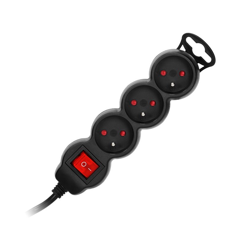 PRZEDŁUŻACZ 3-KROTNY 2P+Z, Z WYŁĄCZNIKIEM, 3M H05VV-F 3X1,5MM2, IMAX16A, PŁASKA WTYCZKA, CZARNY ORNO PRZEDŁUŻACZ 3-KROTNY 2P+Z, Z WYŁĄCZNIKIEM, 3M H05VV-F 3X1,5MM2, IMAX16A, PŁASKA WTYCZKA, CZARNY ORNO