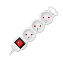 PRZEDŁUŻACZ 3-KROTNY 2P+Z Z WYŁĄCZNIKIEM, 1,5M H05VV-F 3X1,5MM2, IMAX16A, PŁASKA WTYCZKA, BIAŁY ORNO PRZEDŁUŻACZ 3-KROTNY 2P+Z Z WYŁĄCZNIKIEM, 1,5M H05VV-F 3X1,5MM2, IMAX16A, PŁASKA WTYCZKA, BIAŁY ORNO