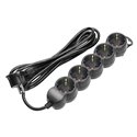 PRZEDŁUŻACZ 5-KROTNY 2P+Z (SCHUKO), 3M H05VV-F 3X1,5MM2, IMAX16A, PŁASKA WTYCZKA, CZARNY ORNO PRZEDŁUŻACZ 5-KROTNY 2P+Z (SCHUKO), 3M H05VV-F 3X1,5MM2, IMAX16A, PŁASKA WTYCZKA, CZARNY ORNO