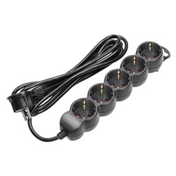 PRZEDŁUŻACZ 5-KROTNY 2P+Z (SCHUKO), 3M H05VV-F 3X1,5MM2, IMAX16A, PŁASKA WTYCZKA, CZARNY ORNO PRZEDŁUŻACZ 5-KROTNY 2P+Z (SCHUKO), 3M H05VV-F 3X1,5MM2, IMAX16A, PŁASKA WTYCZKA, CZARNY ORNO