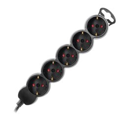PRZEDŁUŻACZ 5-KROTNY 2P+Z (SCHUKO), 3M H05VV-F 3X1,5MM2, IMAX16A, PŁASKA WTYCZKA, CZARNY ORNO PRZEDŁUŻACZ 5-KROTNY 2P+Z (SCHUKO), 3M H05VV-F 3X1,5MM2, IMAX16A, PŁASKA WTYCZKA, CZARNY ORNO