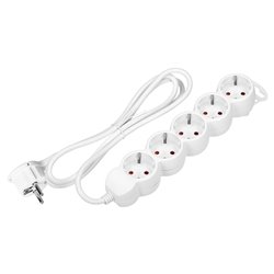 PRZEDŁUŻACZ 5-KROTNY 2P+Z (SCHUKO), 1,5M H05VV-F 3X1,5MM2, IMAX16A, PŁASKA WTYCZKA, BIAŁY ORNO PRZEDŁUŻACZ 5-KROTNY 2P+Z (SCHUKO), 1,5M H05VV-F 3X1,5MM2, IMAX16A, PŁASKA WTYCZKA, BIAŁY ORNO