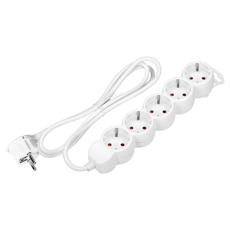 PRZEDŁUŻACZ 5-KROTNY 2P+Z (SCHUKO), 1,5M H05VV-F 3X1,5MM2, IMAX16A, PŁASKA WTYCZKA, BIAŁY ORNO PRZEDŁUŻACZ 5-KROTNY 2P+Z (SCHUKO), 1,5M H05VV-F 3X1,5MM2, IMAX16A, PŁASKA WTYCZKA, BIAŁY ORNO