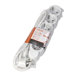 PRZEDŁUŻACZ 5-KROTNY 2P+Z (SCHUKO), 1,5M H05VV-F 3X1,5MM2, IMAX16A, PŁASKA WTYCZKA, BIAŁY ORNO PRZEDŁUŻACZ 5-KROTNY 2P+Z (SCHUKO), 1,5M H05VV-F 3X1,5MM2, IMAX16A, PŁASKA WTYCZKA, BIAŁY ORNO