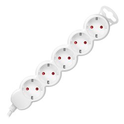 PRZEDŁUŻACZ 5-KROTNY 2P+Z (SCHUKO), 1,5M H05VV-F 3X1,5MM2, IMAX16A, PŁASKA WTYCZKA, BIAŁY ORNO PRZEDŁUŻACZ 5-KROTNY 2P+Z (SCHUKO), 1,5M H05VV-F 3X1,5MM2, IMAX16A, PŁASKA WTYCZKA, BIAŁY ORNO
