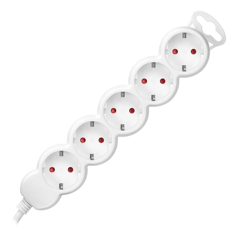 PRZEDŁUŻACZ 5-KROTNY 2P+Z (SCHUKO), 1,5M H05VV-F 3X1,5MM2, IMAX16A, PŁASKA WTYCZKA, BIAŁY ORNO PRZEDŁUŻACZ 5-KROTNY 2P+Z (SCHUKO), 1,5M H05VV-F 3X1,5MM2, IMAX16A, PŁASKA WTYCZKA, BIAŁY ORNO