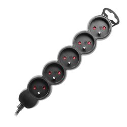 PRZEDŁUŻACZ 5-KROTNY 2P+Z, 3M H05VV-F 3X1,5MM2, IMAX16A, PŁASKA WTYCZKA, CZARNY ORNO PRZEDŁUŻACZ 5-KROTNY 2P+Z, 3M H05VV-F 3X1,5MM2, IMAX16A, PŁASKA WTYCZKA, CZARNY ORNO