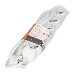 PRZEDŁUŻACZ 5-KROTNY 2P+Z, 1,5M H05VV-F 3X1,5MM2 , IMAX16A, PŁASKA WTYCZKA, BIAŁY ORNO PRZEDŁUŻACZ 5-KROTNY 2P+Z, 1,5M H05VV-F 3X1,5MM2 , IMAX16A, PŁASKA WTYCZKA, BIAŁY ORNO