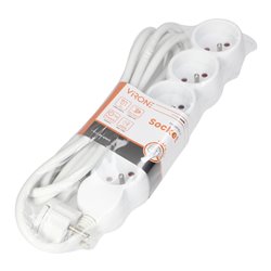 PRZEDŁUŻACZ 5-KROTNY 2P+Z, 3M H05VV-F 3X1,5MM2, IMAX16A, PŁASKA WTYCZKA, BIAŁY ORNO PRZEDŁUŻACZ 5-KROTNY 2P+Z, 3M H05VV-F 3X1,5MM2, IMAX16A, PŁASKA WTYCZKA, BIAŁY ORNO