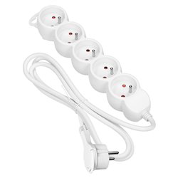 PRZEDŁUŻACZ 5-KROTNY 2P+Z, 3M H05VV-F 3X1,5MM2, IMAX16A, PŁASKA WTYCZKA, BIAŁY ORNO PRZEDŁUŻACZ 5-KROTNY 2P+Z, 3M H05VV-F 3X1,5MM2, IMAX16A, PŁASKA WTYCZKA, BIAŁY ORNO