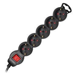 PRZEDŁUŻACZ 5-KROTNY 2P+Z (SCHUKO), Z WYŁĄCZNIKIEM, 5M H05VV-F 3X1,5MM2, IMAX16A, PŁASKA WTYCZKA, CZARNY ORNO PRZEDŁUŻACZ 5-KROTNY 2P+Z (SCHUKO), Z WYŁĄCZNIKIEM, 5M H05VV-F 3X1,5MM2, IMAX16A, PŁASKA WTYCZKA, CZARNY ORNO