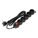 PRZEDŁUŻACZ 5-KROTNY 2P+Z Z WYŁĄCZNIKIEM, 1,5M H05VV-F 3X1,5MM2, IMAX16A, PŁASKA WTYCZKA, CZARNY ORNO PRZEDŁUŻACZ 5-KROTNY 2P+Z Z WYŁĄCZNIKIEM, 1,5M H05VV-F 3X1,5MM2, IMAX16A, PŁASKA WTYCZKA, CZARNY ORNO