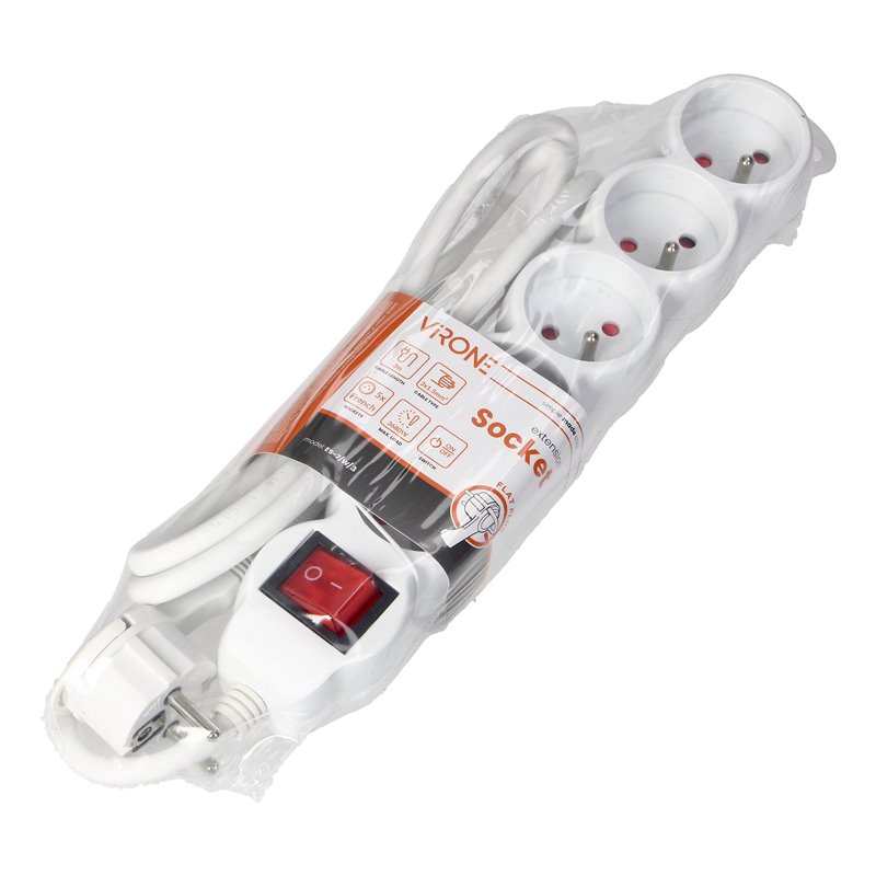 PRZEDŁUŻACZ 5-KROTNY 2P+Z, Z WYŁĄCZNIKIEM, 5M H05VV-F 3X1,5MM2, IMAX16A, PŁASKA WTYCZKA, BIAŁY ORNO PRZEDŁUŻACZ 5-KROTNY 2P+Z, Z WYŁĄCZNIKIEM, 5M H05VV-F 3X1,5MM2, IMAX16A, PŁASKA WTYCZKA, BIAŁY ORNO