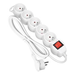 PRZEDŁUŻACZ 5-KROTNY 2P+Z, Z WYŁĄCZNIKIEM, 5M H05VV-F 3X1,5MM2, IMAX16A, PŁASKA WTYCZKA, BIAŁY ORNO PRZEDŁUŻACZ 5-KROTNY 2P+Z, Z WYŁĄCZNIKIEM, 5M H05VV-F 3X1,5MM2, IMAX16A, PŁASKA WTYCZKA, BIAŁY ORNO